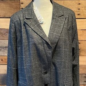Lane Bryant Blazer 24  Shimmery Gray Plaid 2-Button Holiday Career Classic Party